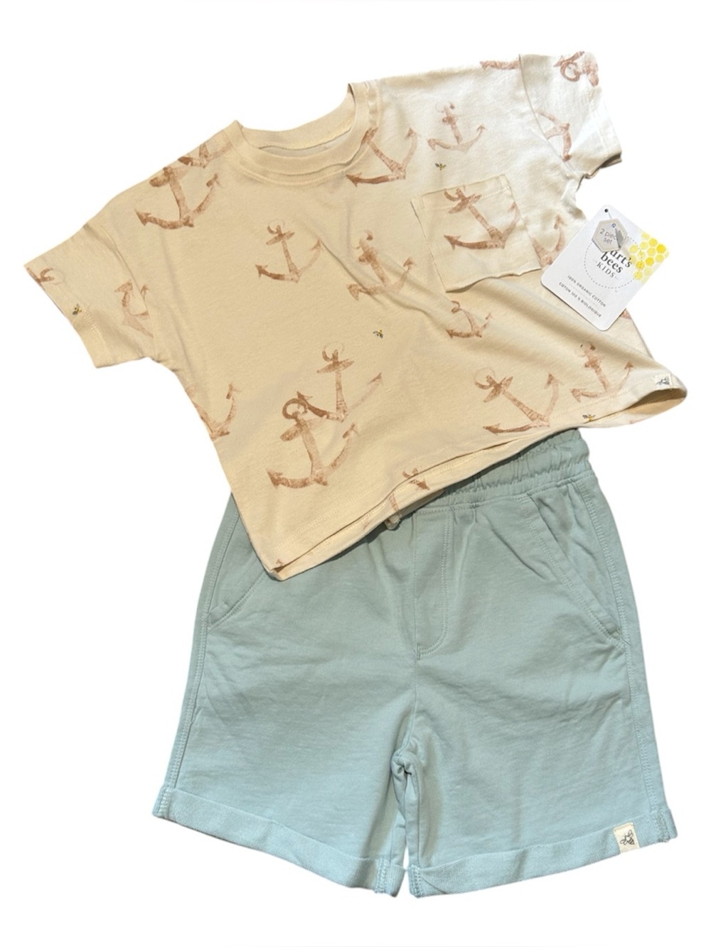 Burt's Bees Baby Anchor Tee & Light Blue Shorts